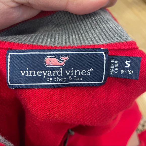 Vineyard Vines Boys Cotton Red Quarter Zip - Picture 2 of 4